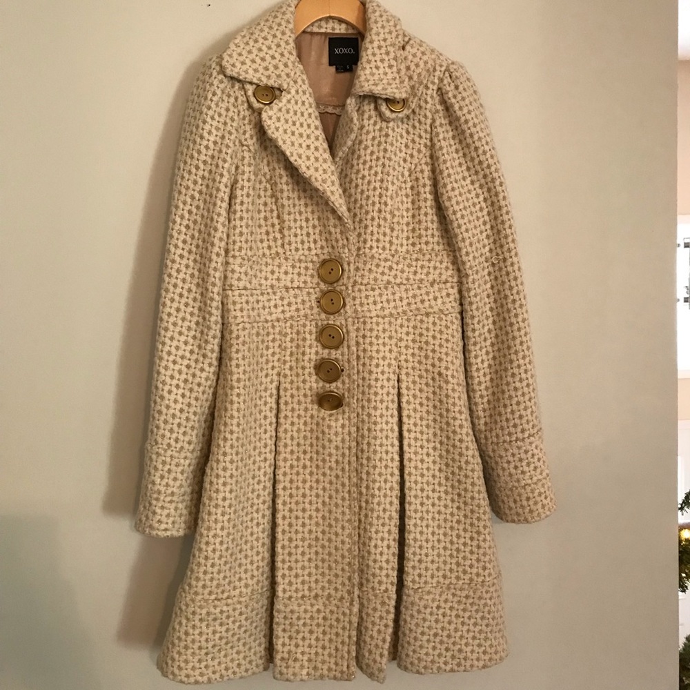 XOXO Gold and White Dress coat, small